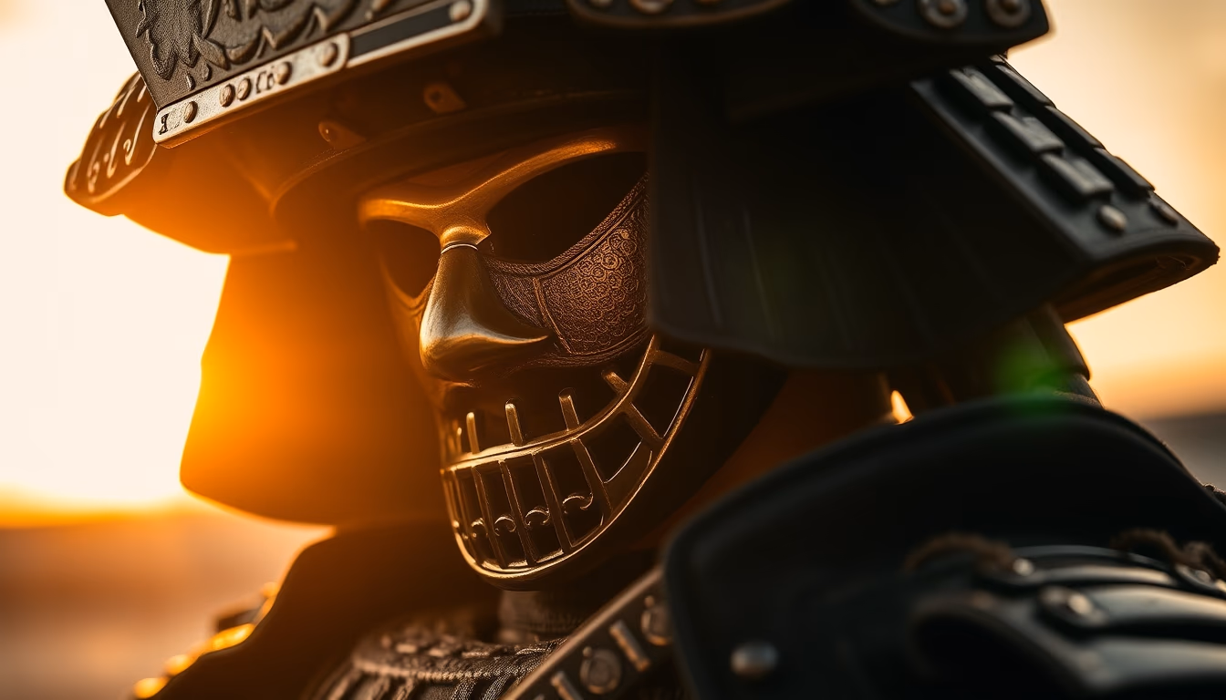 samurai armor detail in editorial style