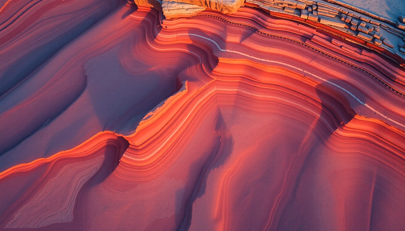 sandstone red layered in editorial style
