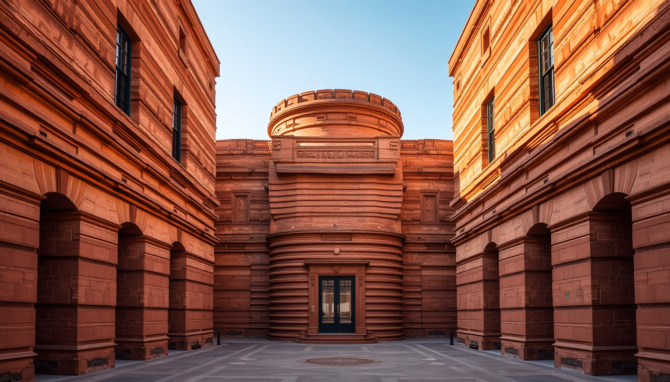 sandstone red layered in editorial style