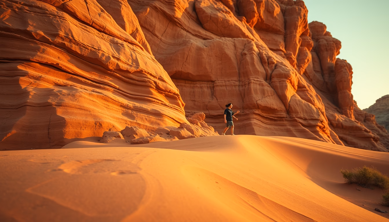 sandstone red layered in editorial style