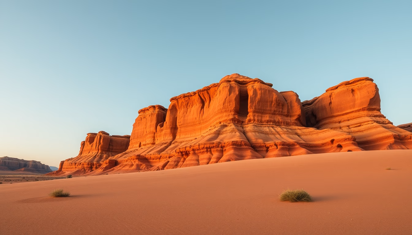 sandstone red layered in editorial style