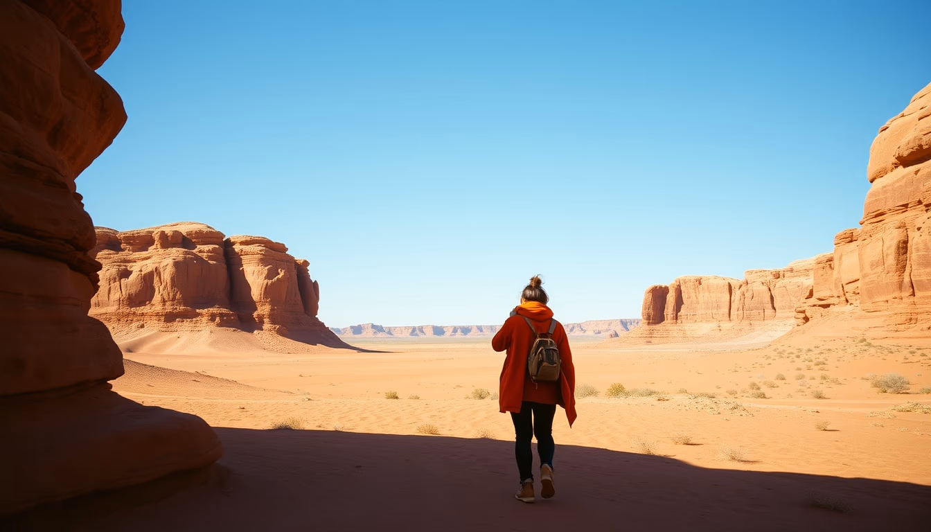 sandstone red layered in editorial style