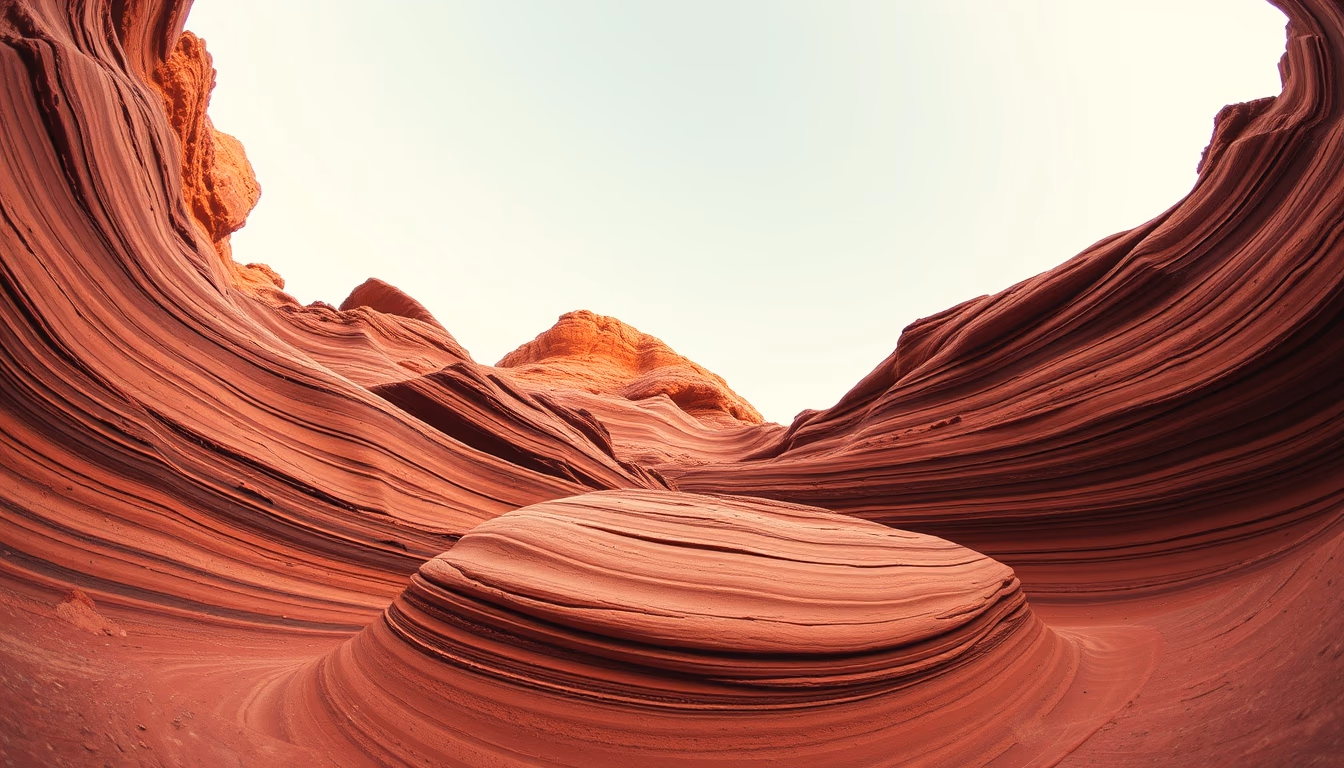 sandstone red layered in editorial style