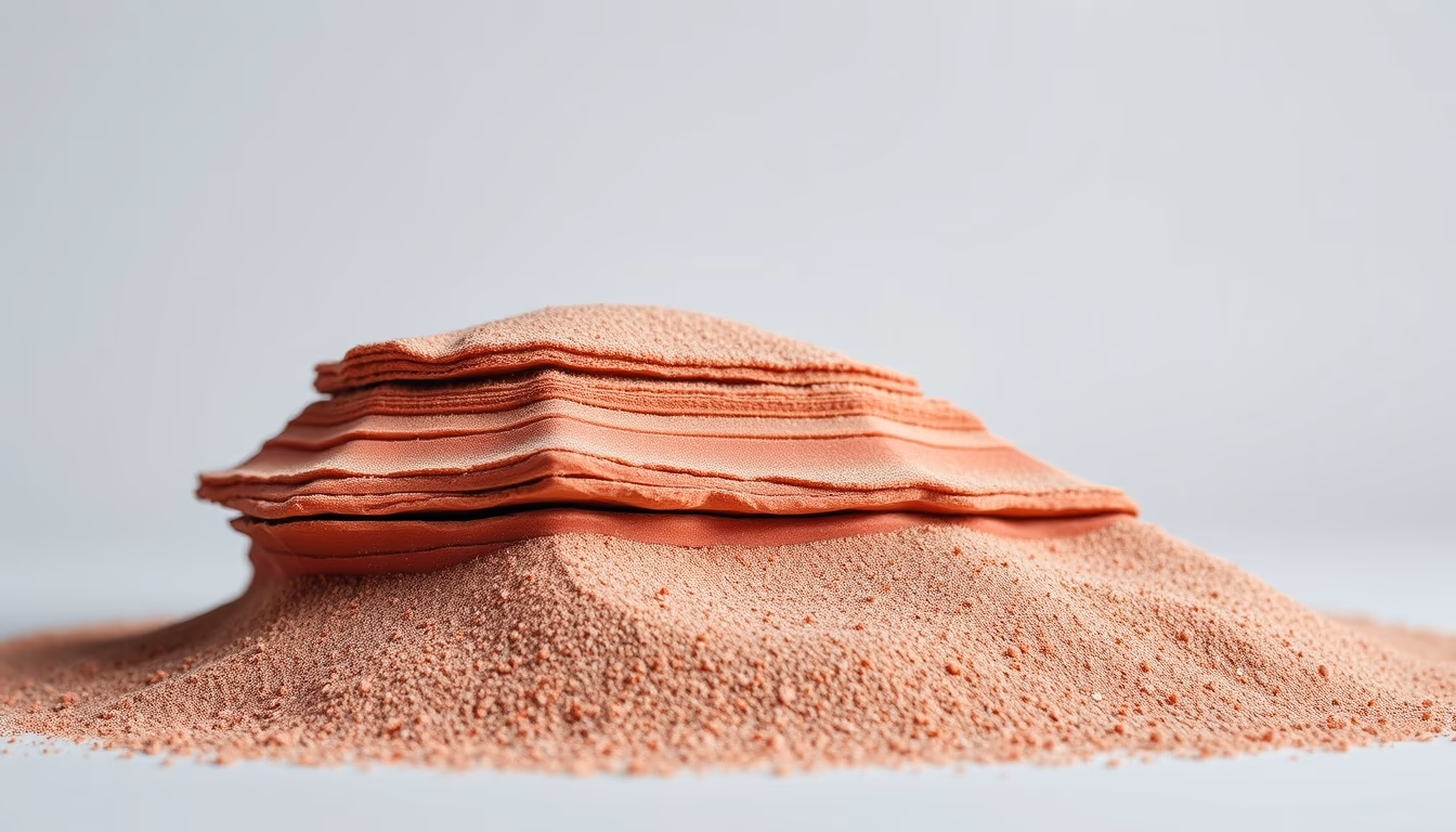 sandstone red layered in editorial style