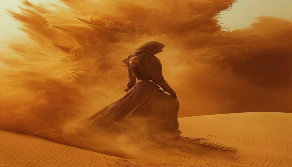 sandstorm desert haboob in editorial style