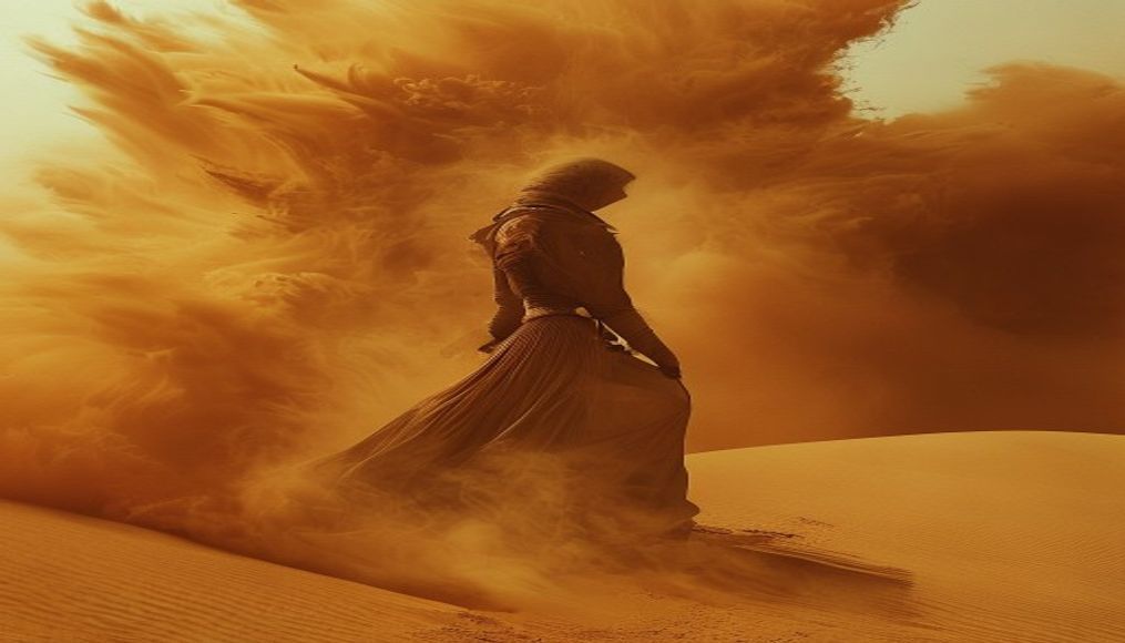 sandstorm desert haboob in editorial style