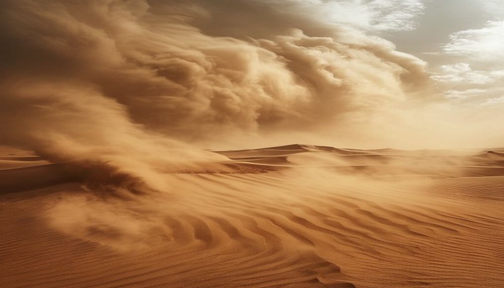 sandstorm desert haboob in editorial style