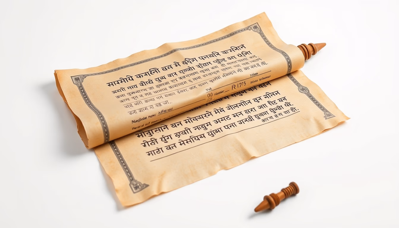 sanskrit ancient scroll in editorial style
