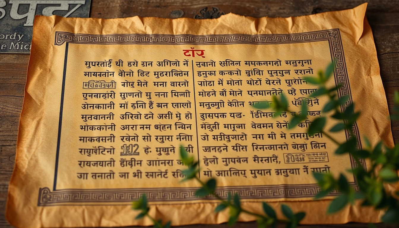 sanskrit ancient scroll in editorial style