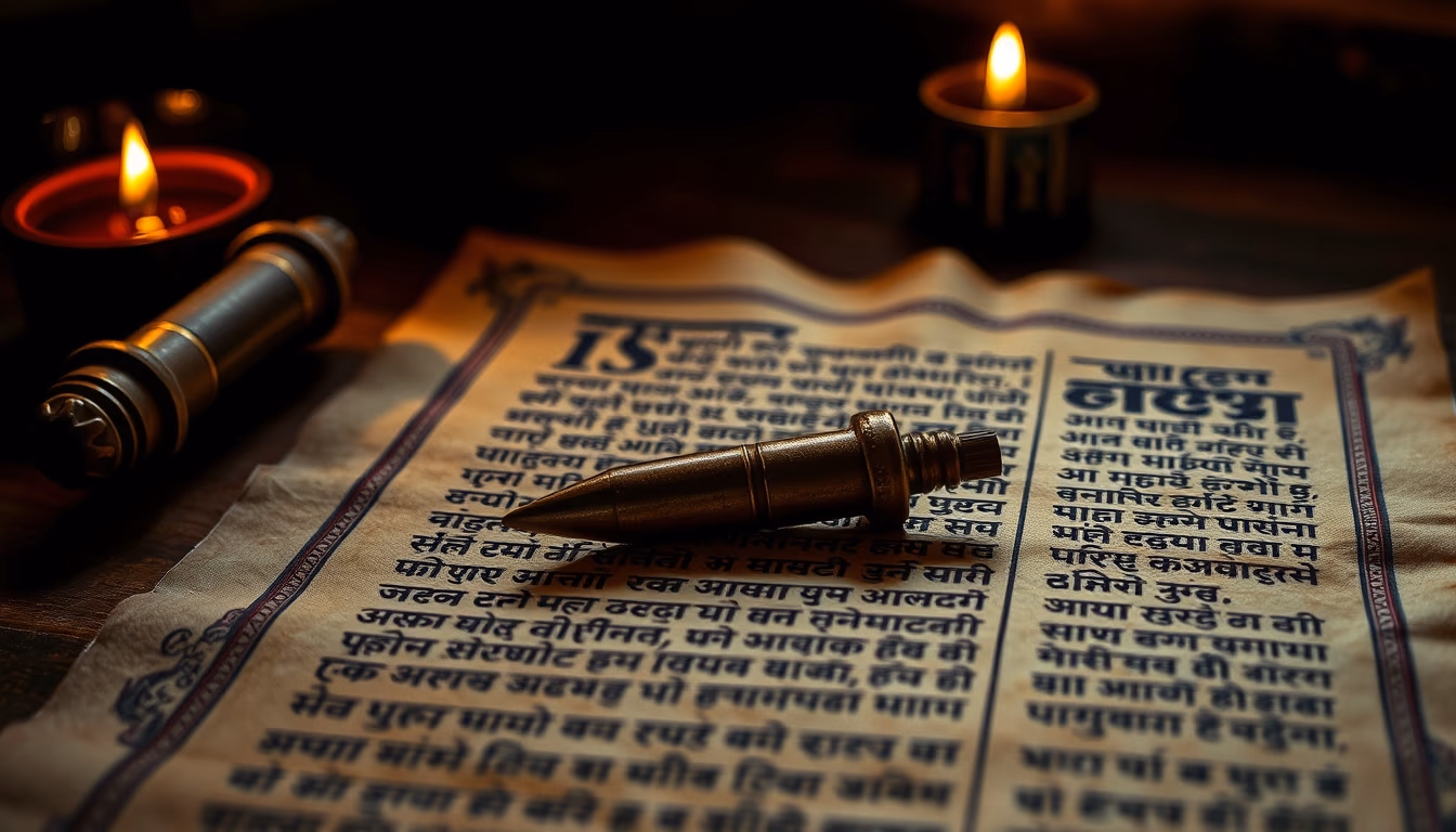 sanskrit ancient scroll in editorial style