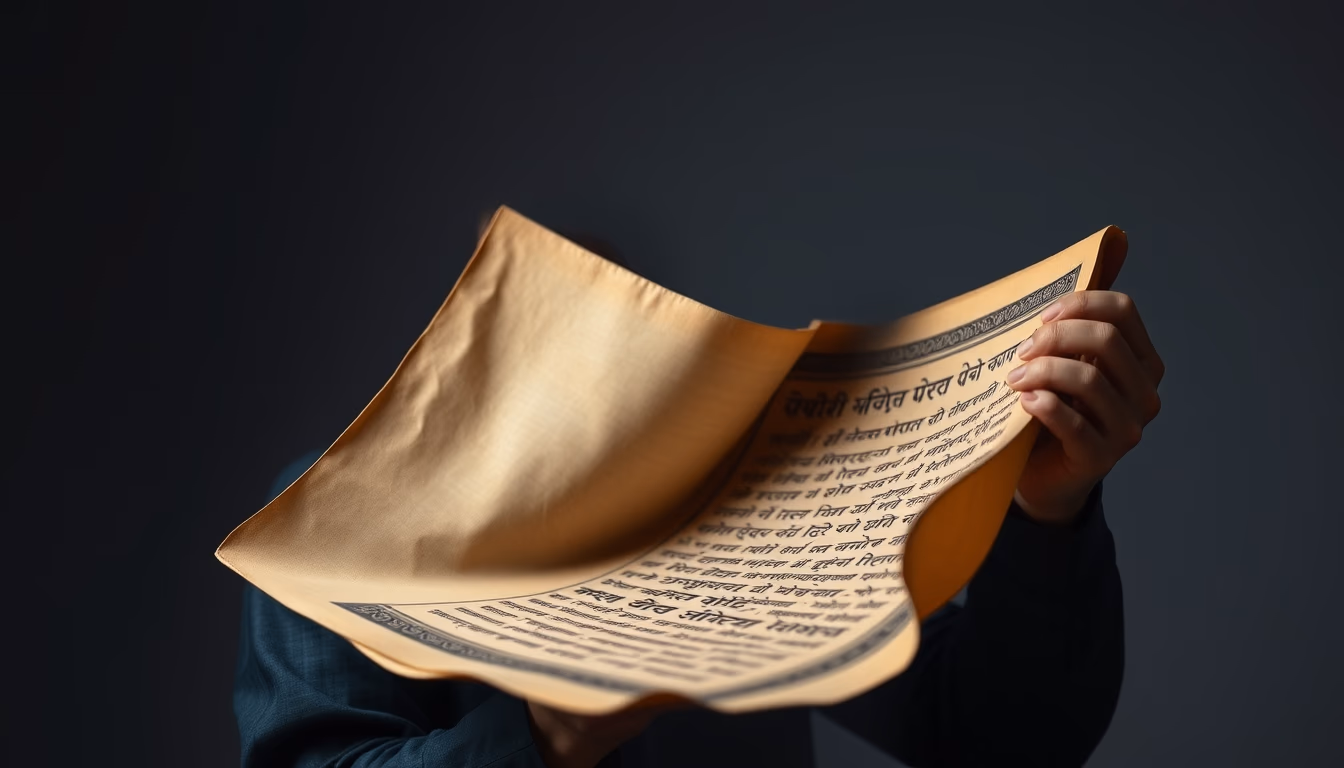 sanskrit ancient scroll in editorial style