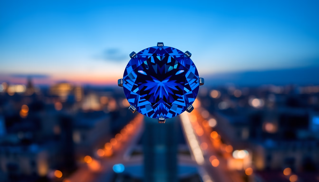 sapphire blue gemstone in editorial style