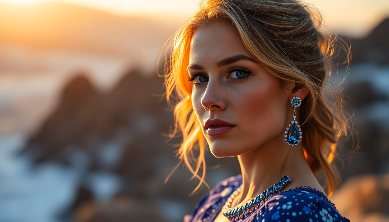 sapphire blue gemstone in editorial style