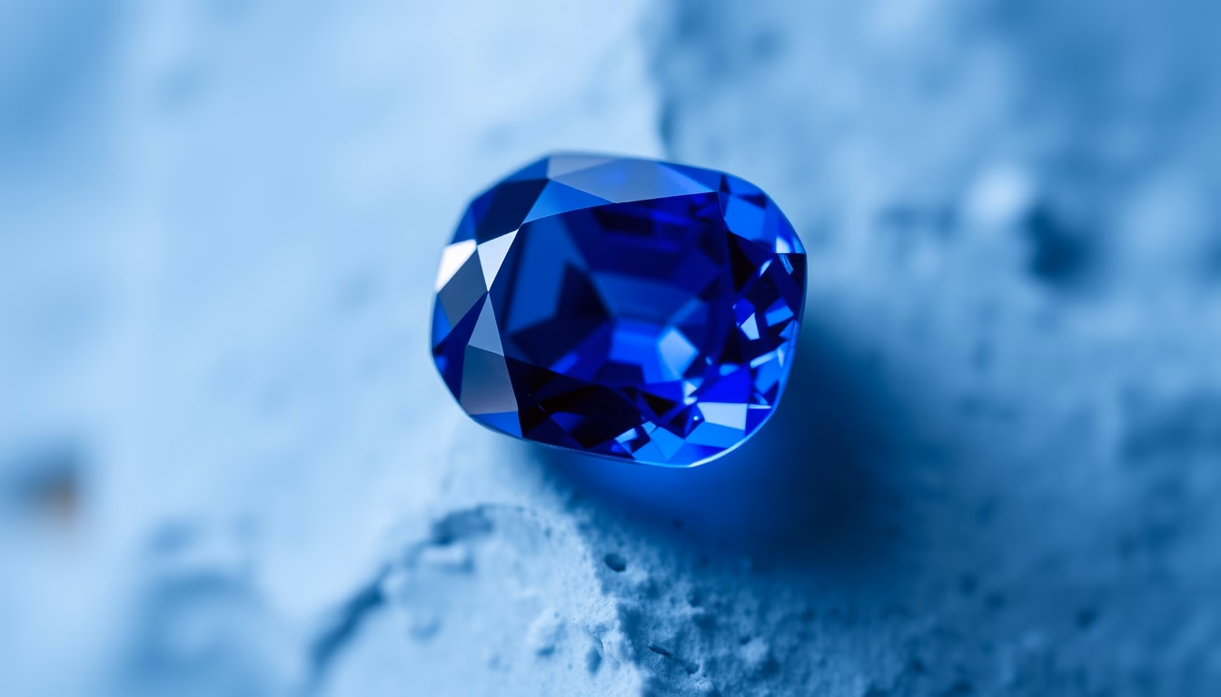 sapphire blue gemstone in editorial style