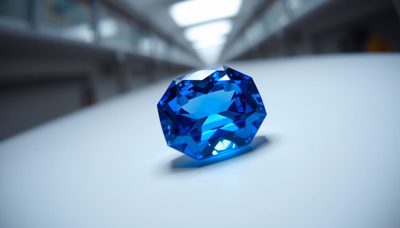 sapphire blue gemstone in editorial style