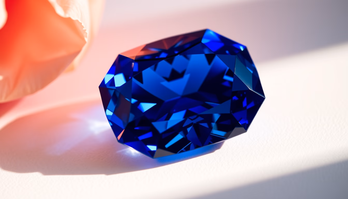 sapphire blue gemstone in editorial style