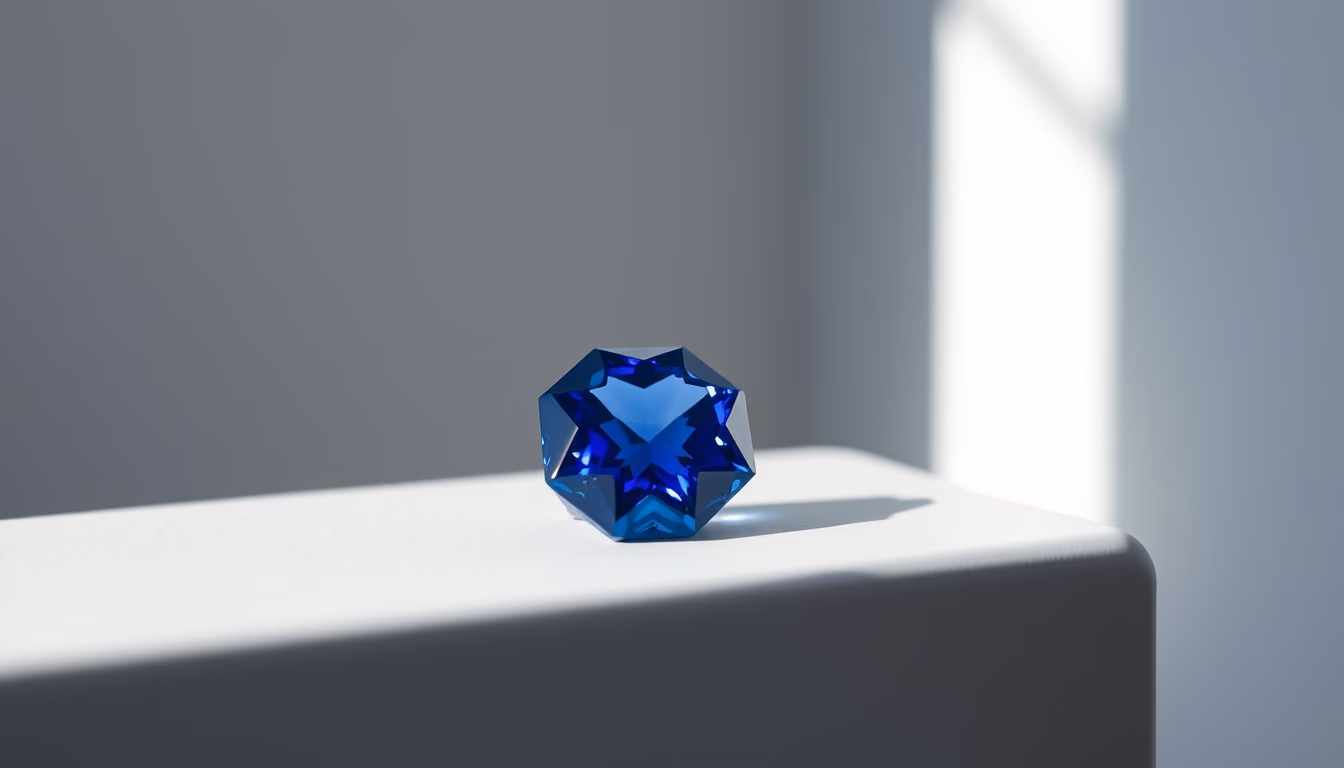 sapphire blue gemstone in editorial style