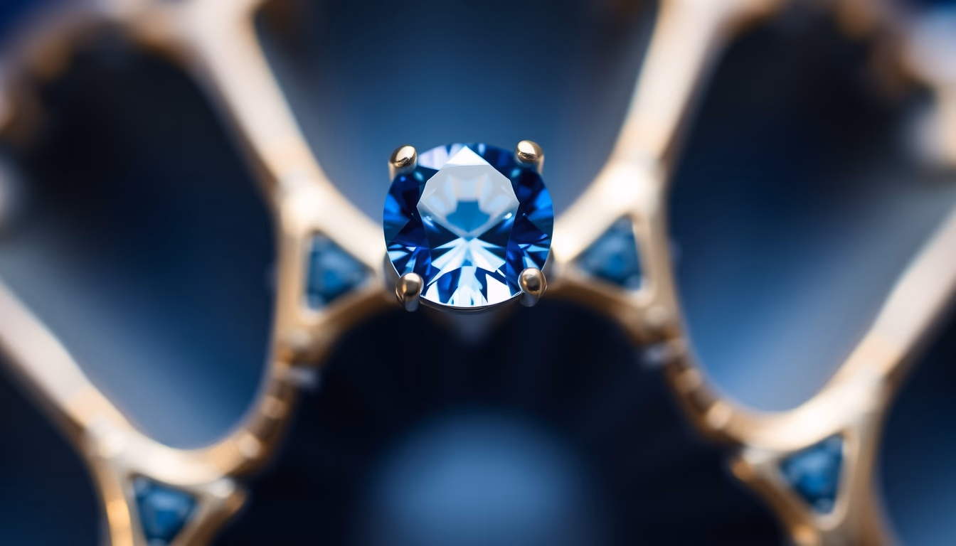 sapphire blue gemstone in editorial style