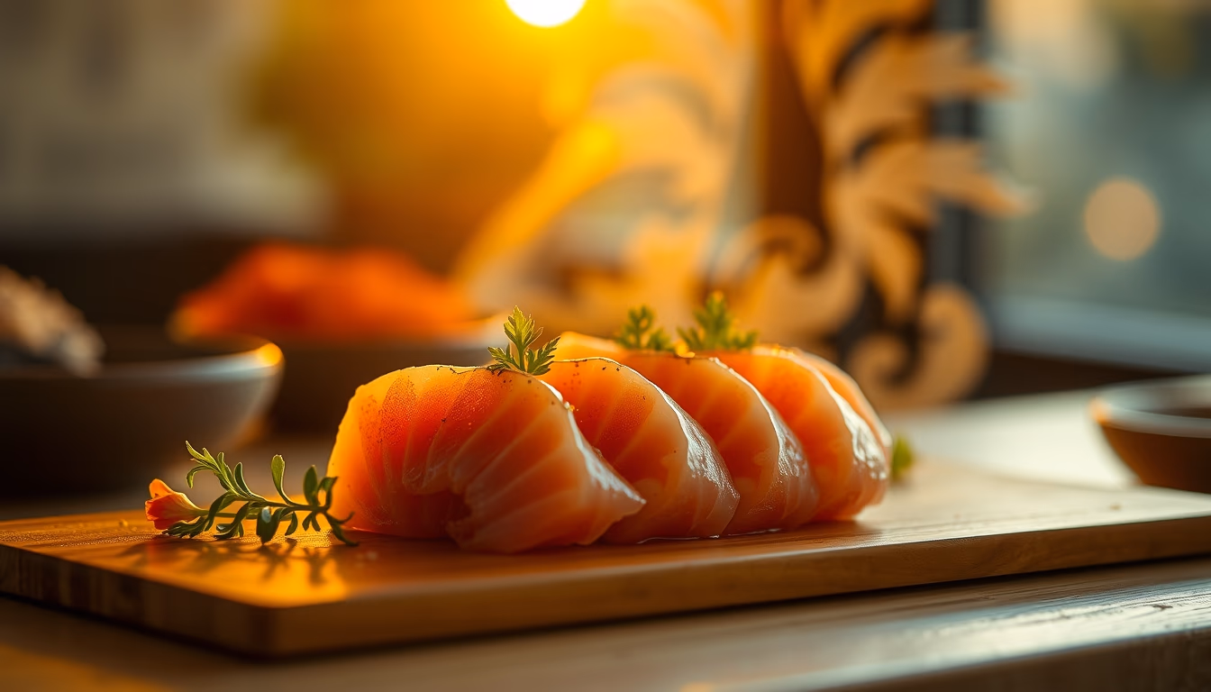 sashimi presentation in editorial style