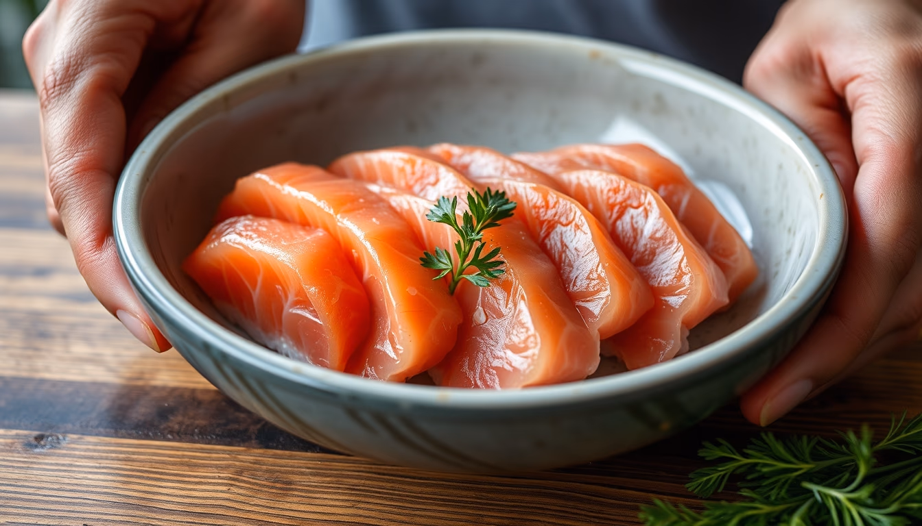 sashimi presentation in editorial style