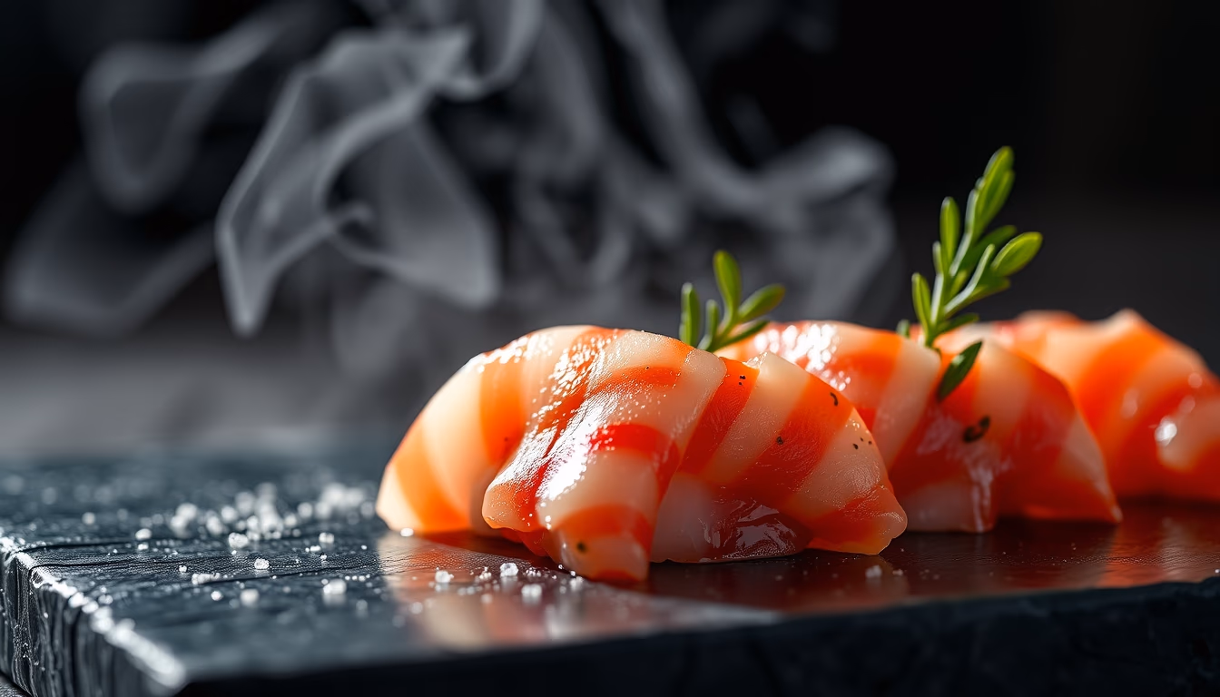 sashimi presentation in editorial style