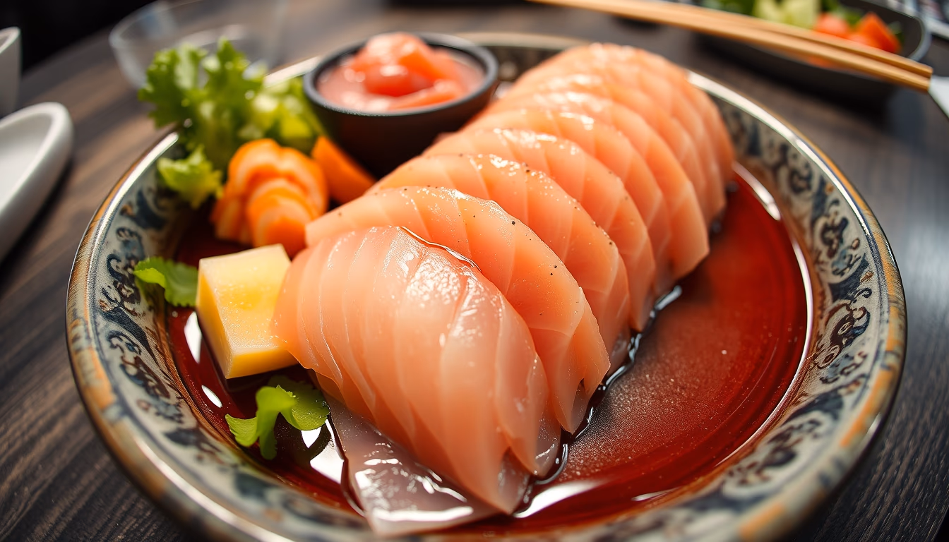 sashimi presentation in editorial style