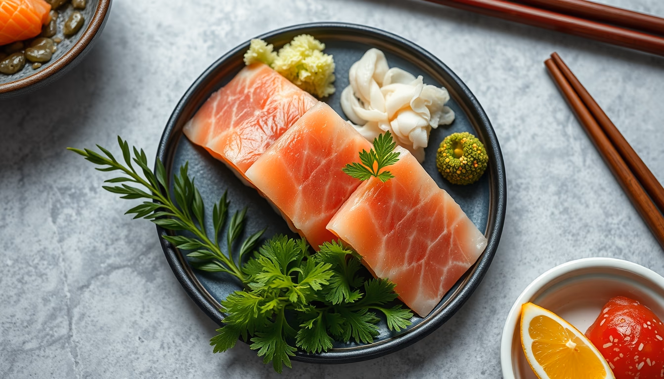 sashimi presentation in editorial style