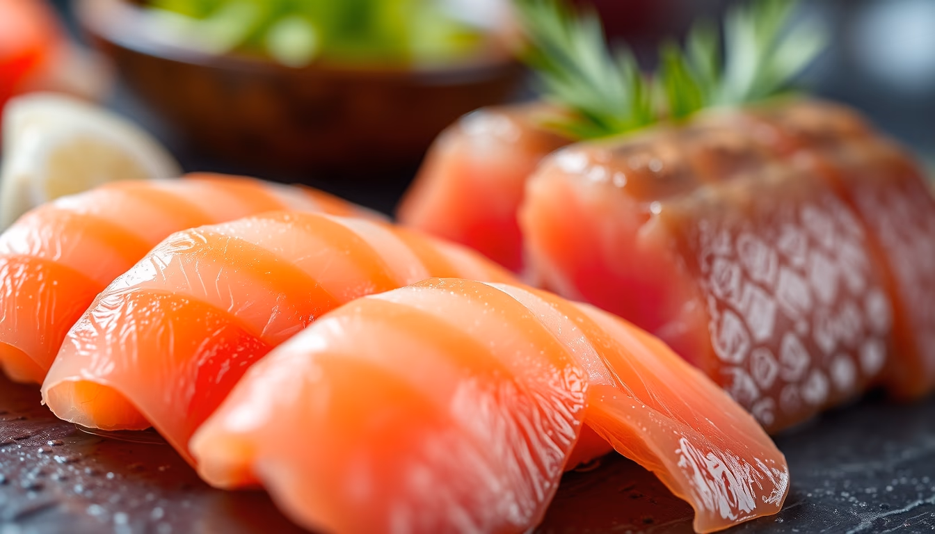sashimi presentation in editorial style