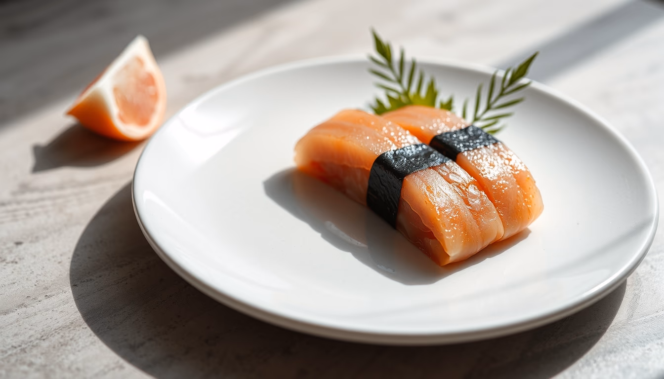 sashimi presentation in editorial style