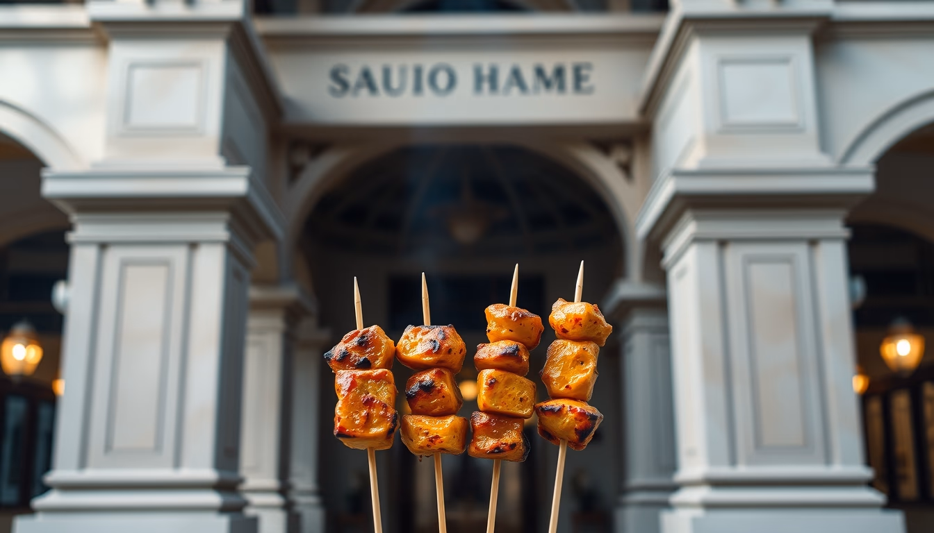 satay skewers grilled in editorial style