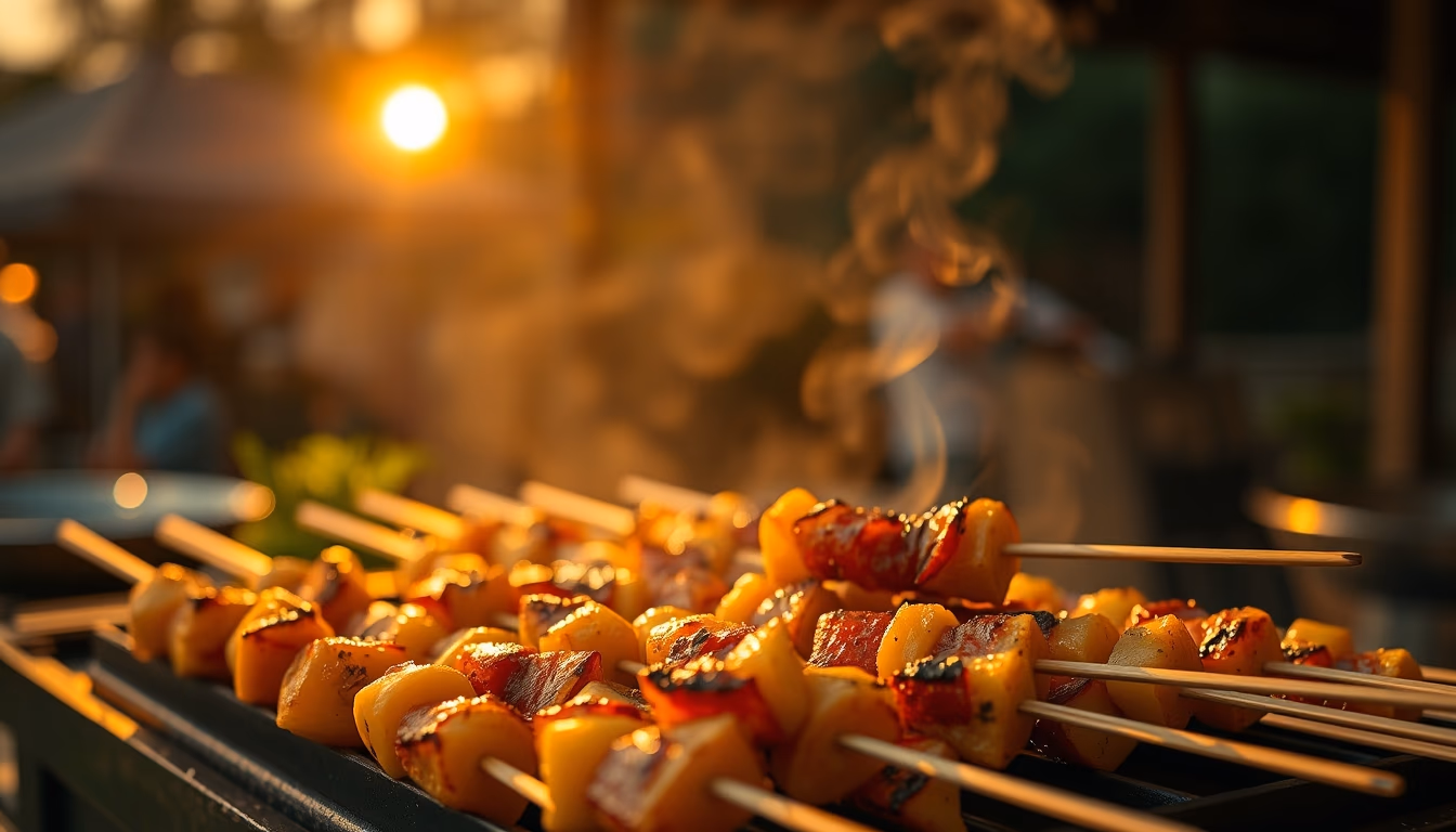 satay skewers grilled in editorial style