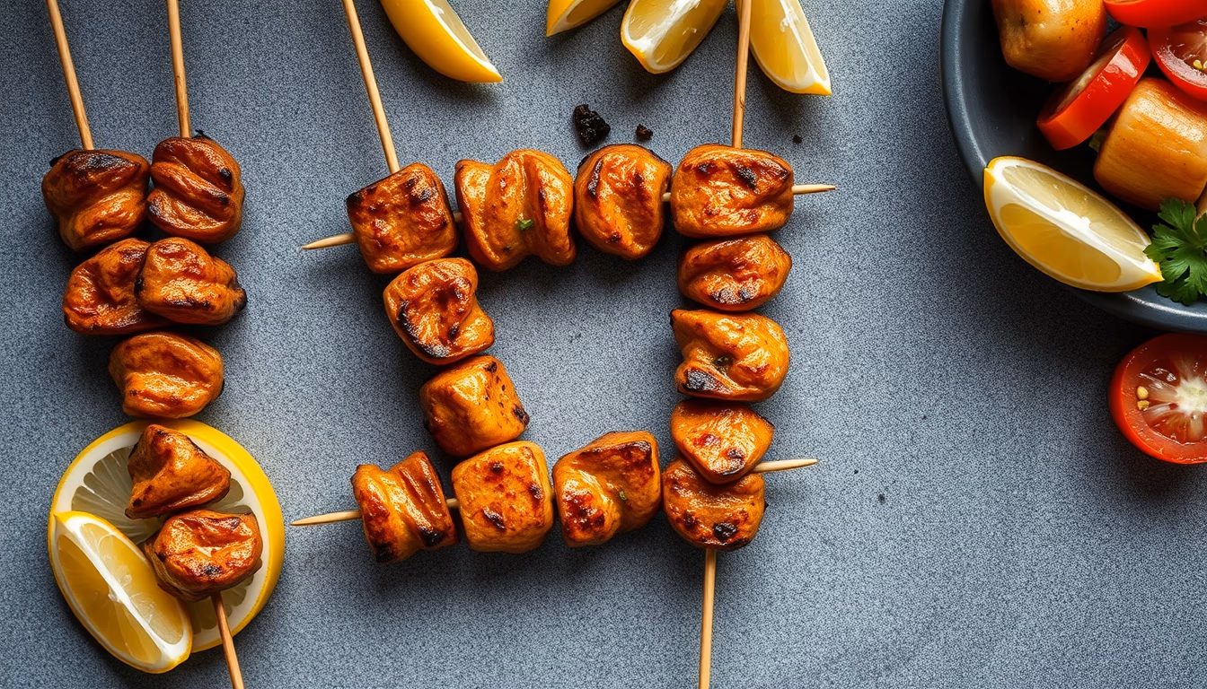 satay skewers grilled in editorial style