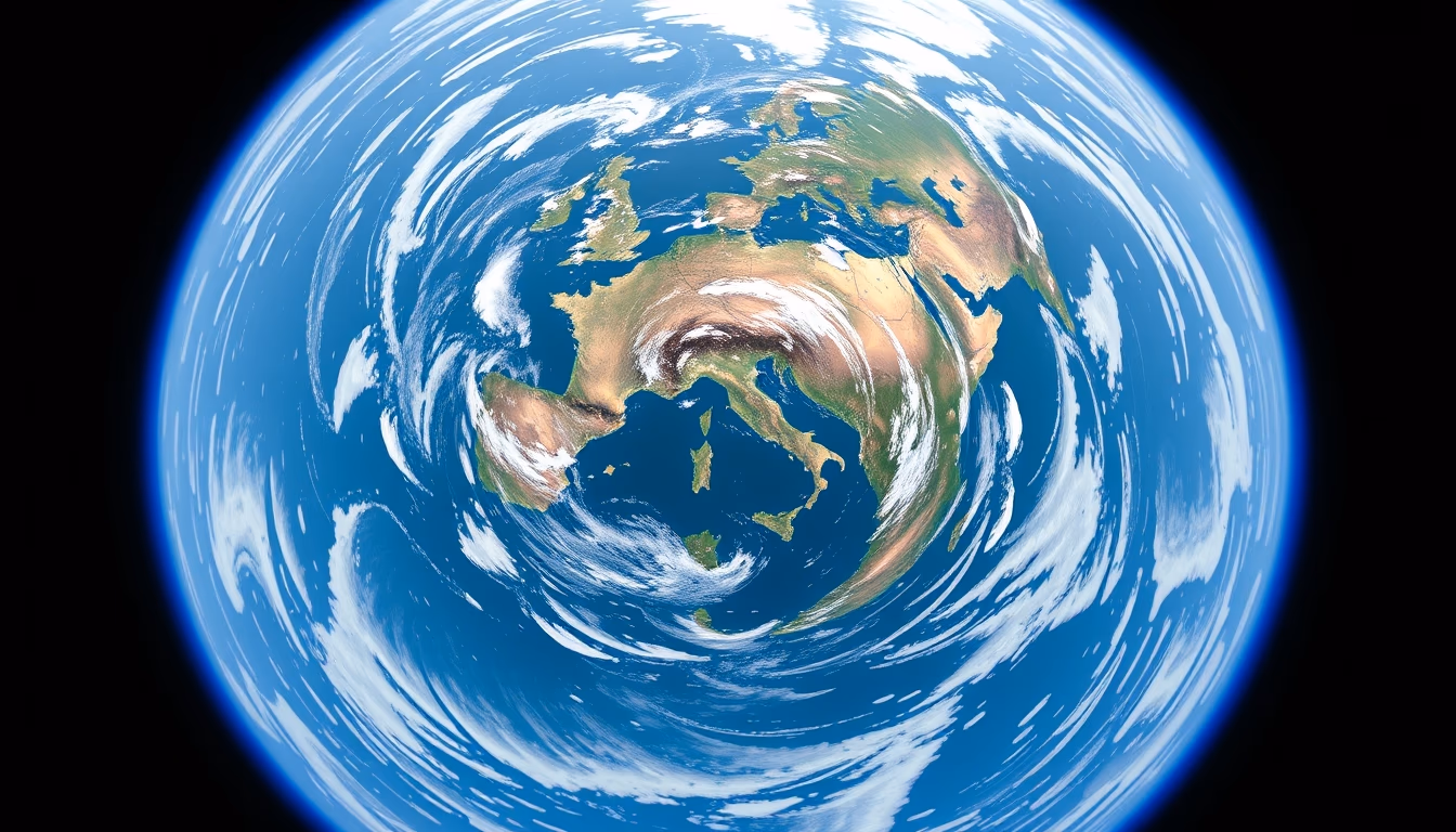 satellite earth view atmosphere in editorial style