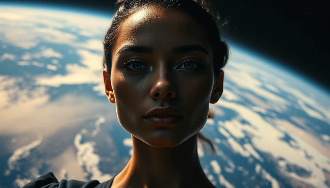 satellite earth view atmosphere in editorial style