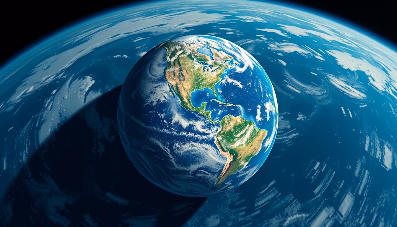 satellite earth view atmosphere in editorial style