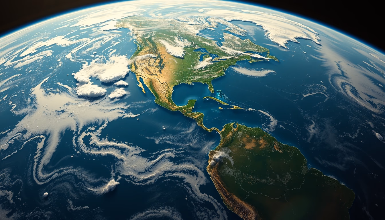 satellite earth view atmosphere in editorial style