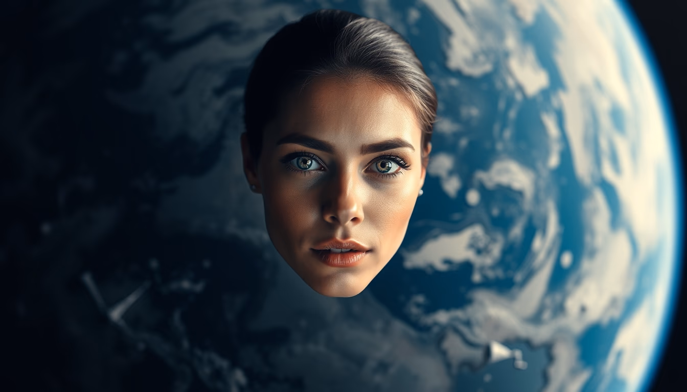 satellite earth view atmosphere in editorial style