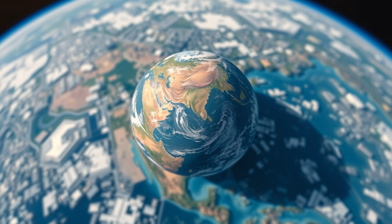 satellite earth view atmosphere in editorial style