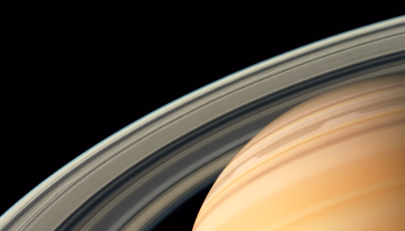 saturn rings detail closeup in editorial style