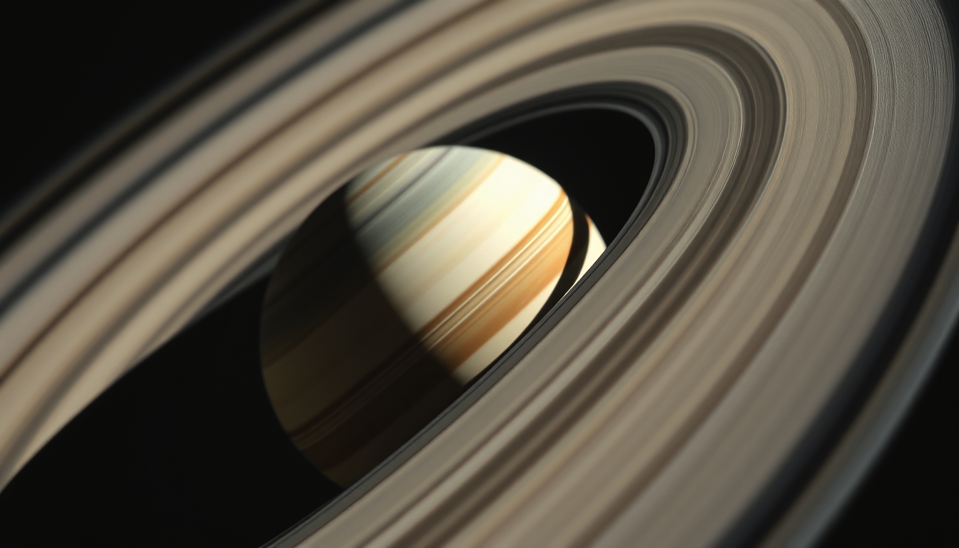 saturn rings detail closeup in editorial style