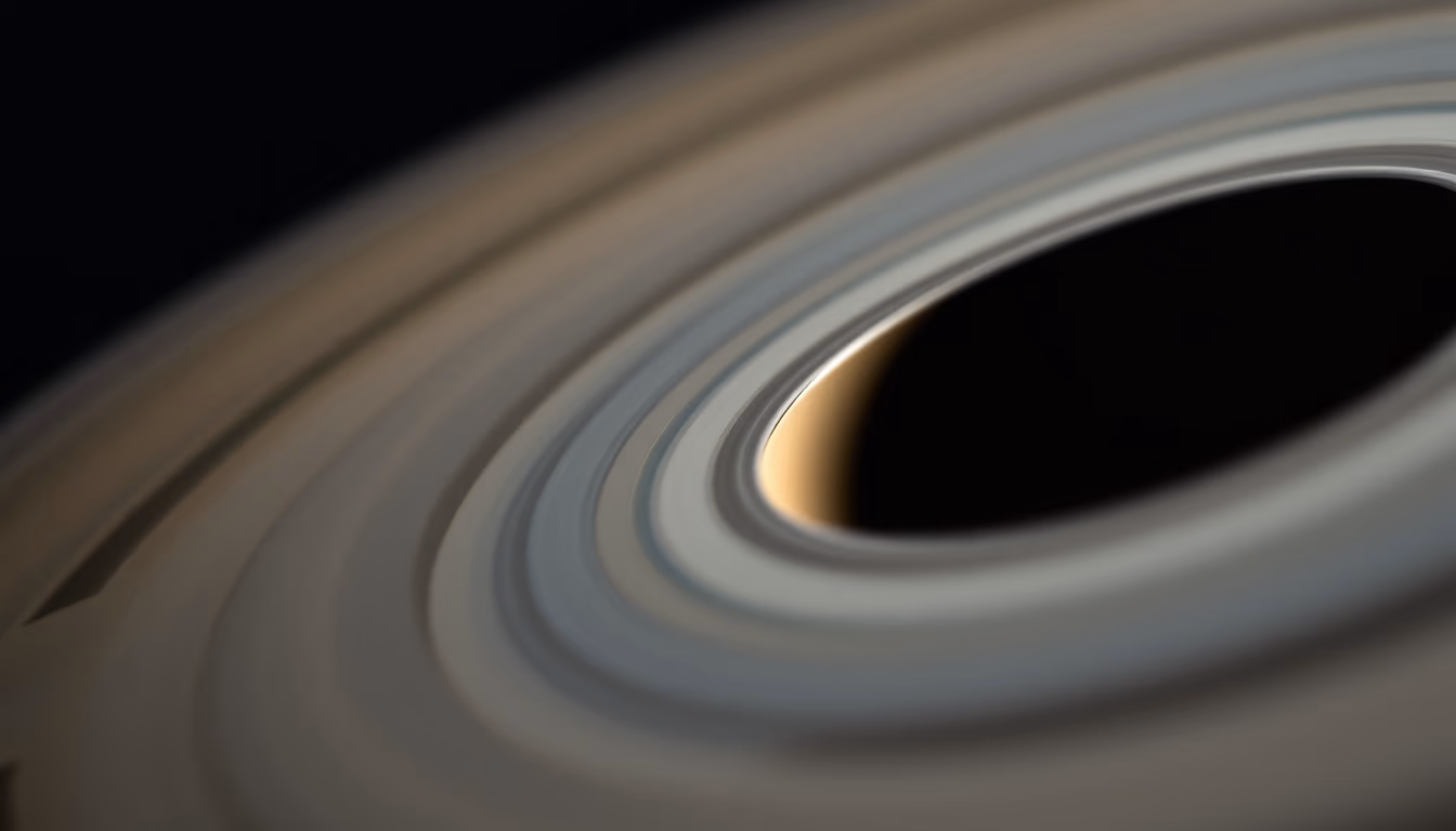 saturn rings detail closeup in editorial style