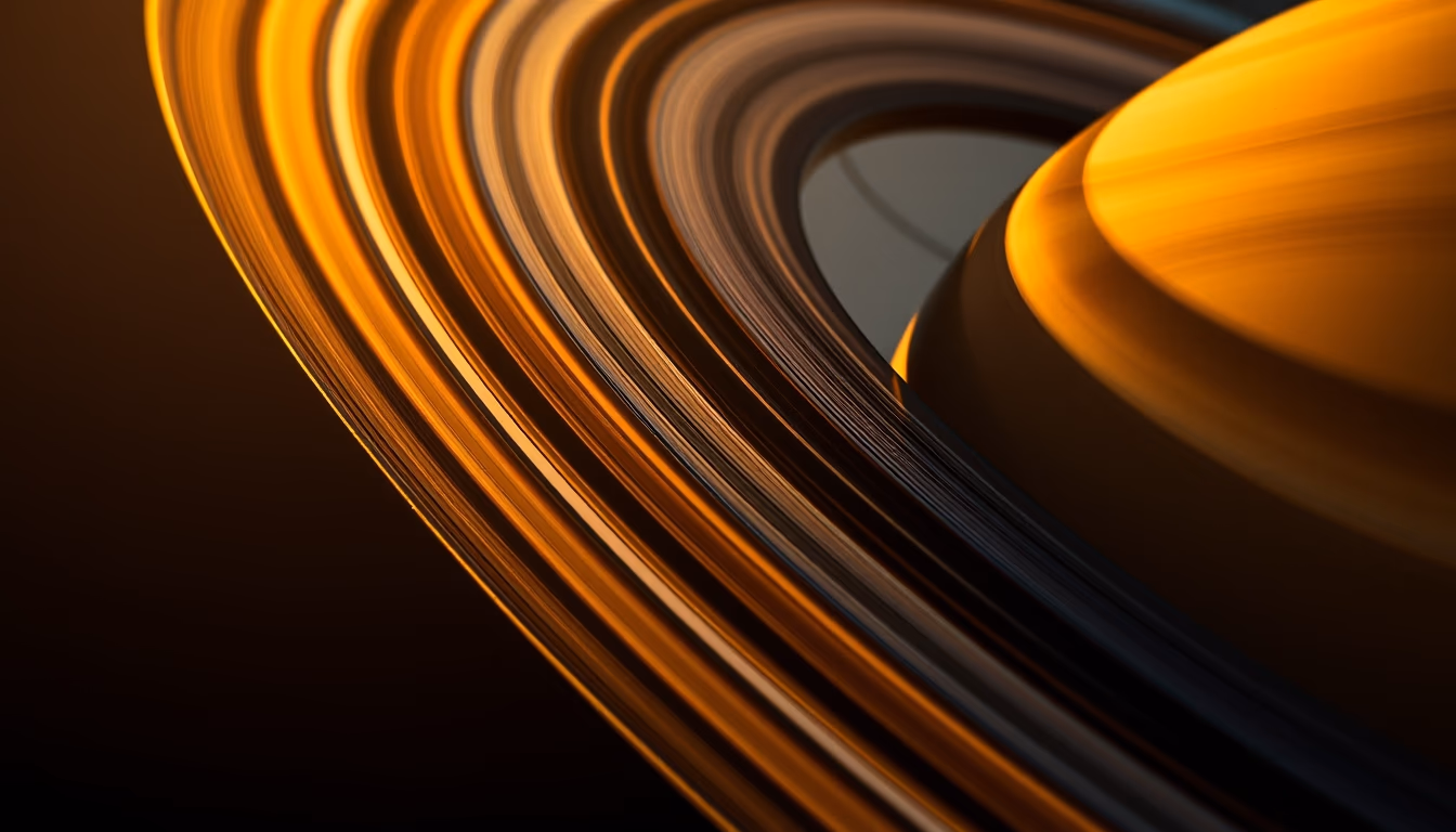 saturn rings detail closeup in editorial style