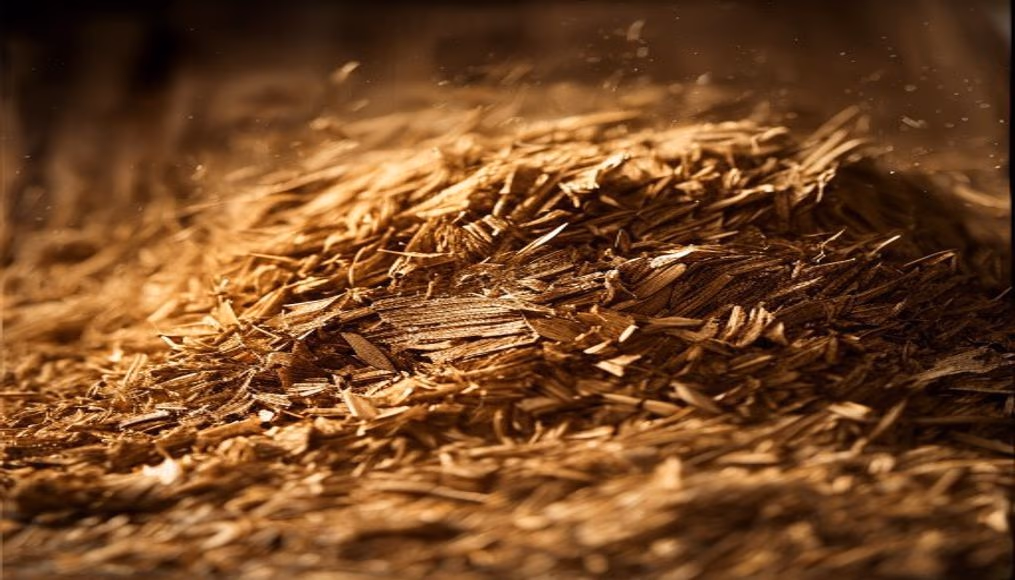 sawdust wood shavings in editorial style