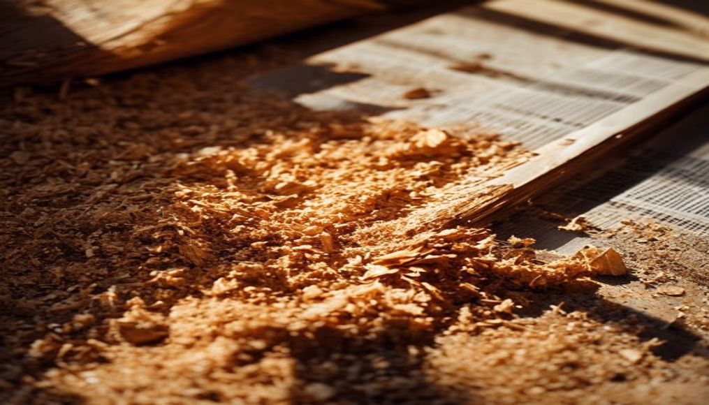 Sawdust wood shavings em estilo editorial