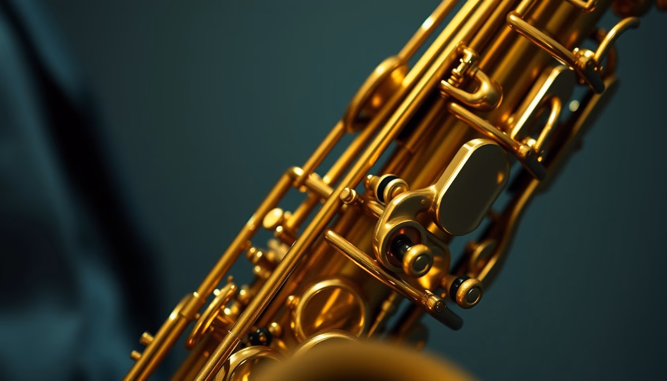 saxophone gold detail closeup in editorial style