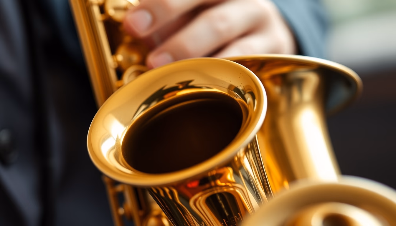 saxophone gold detail closeup in editorial style