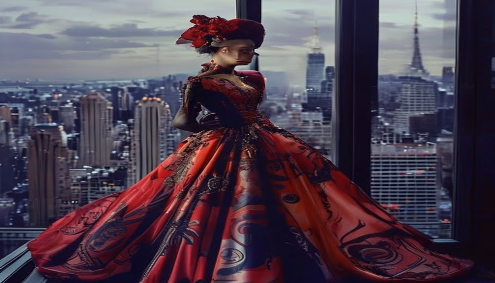 schiaparelli surrealist gown in luxury editorial photography