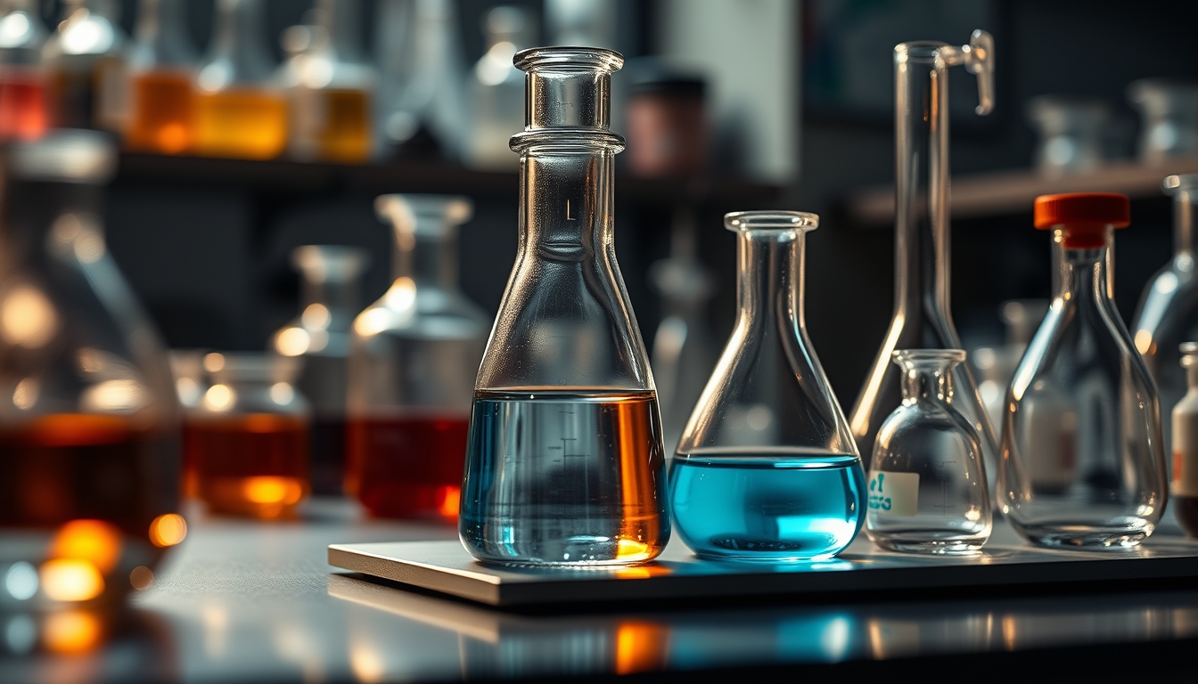 science lab equipment glassware in editorial style