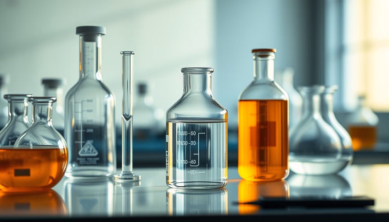 science lab equipment glassware in editorial style