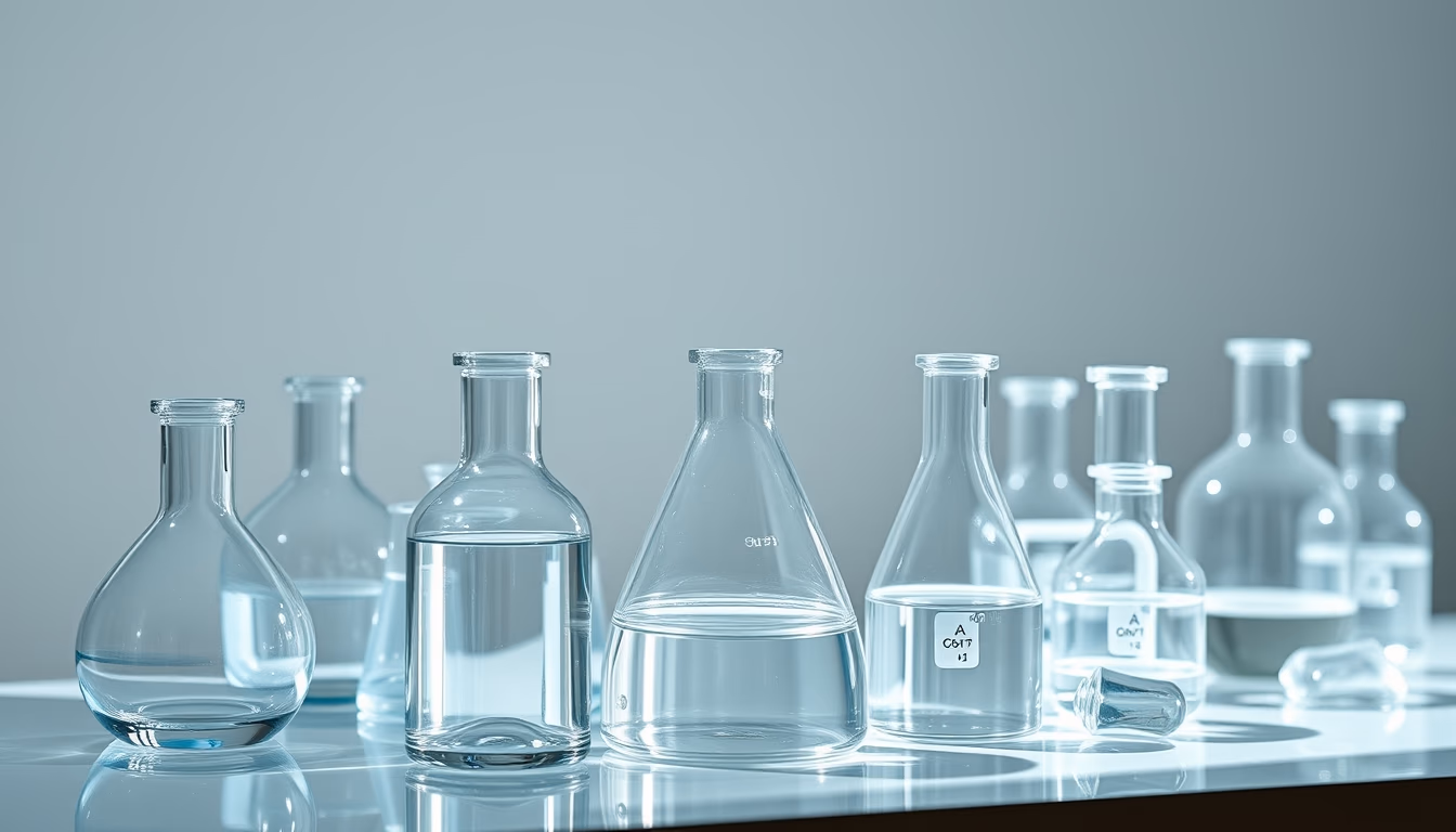 science lab equipment glassware in editorial style
